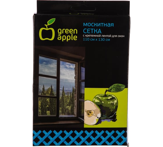 Москитная сетка для окон GREEN APPLE GBN002 110х130 см сетка + крепежная лента Б0032058