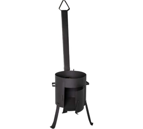 Печь для казана 8-10 л с трубой и дверцей Davr Metall 2 мм, диаметр 33 см учаг 8-10 л с трубой