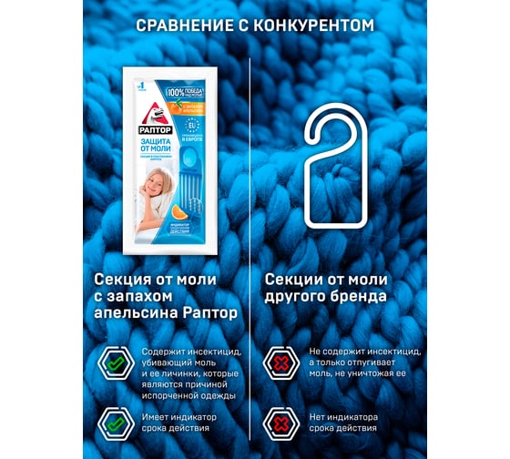 Гелевая секция от моли двойной эффект с ароматом апельсина РАПТОР RPT0005