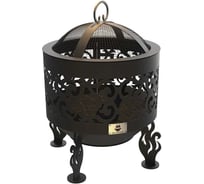 Комплект: костровая чаша ажурная диаметр 60 см коническое дно с крышкой искрогасителем FIRE-HOUSE Ch10-600ажурная