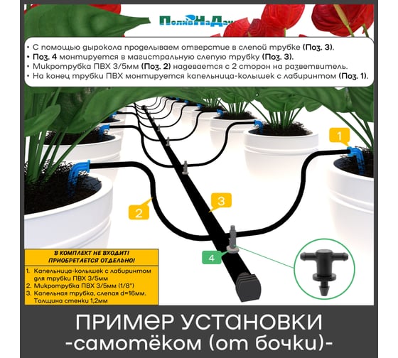 Стартовый тройник ПоливНаДаче разборный, для трубки пвх 3/5мм. упаковка 20 шт GS.3133P.20