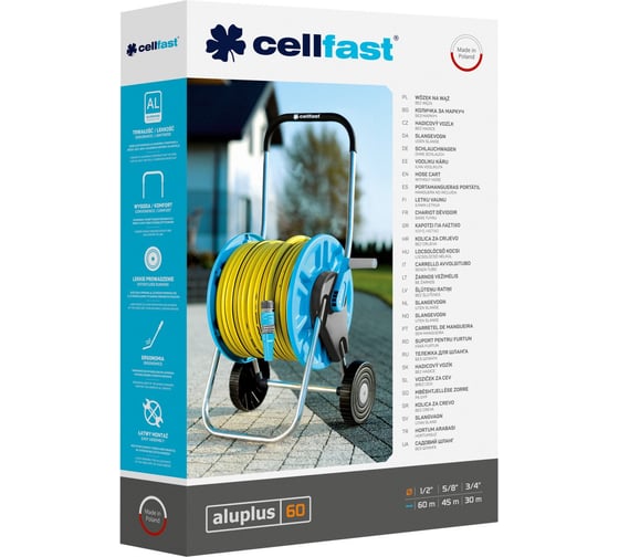 Тележка для шланга 60 м, 1/2” Cellfast ALUPLUS 55-260