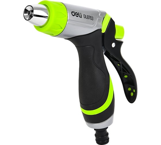 Пистолет-распылитель DELI поливочный (3 режима распыления, корпус из алюминиевого сплава, прорезиненная рукоять, фиксатор курка) DL8763 133713 1