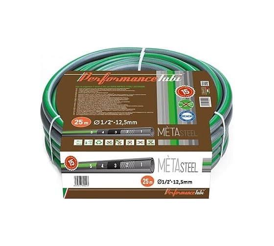 Садовый армированный шланг для полива ALMAPLAST METAsteel 1/2", 25 м, 5 слоев 00800120250 1