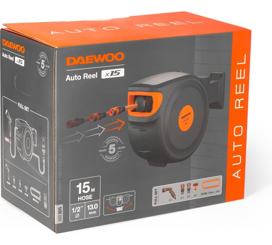 Катушка автоматическая со шлангом DAEWOO auto reel x15 DWR 3015