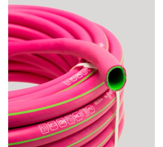 Шланг POLYAGRO ТЭП 1/2", 15 м, фуксия, резиновый армированный трёхслойный морозостойкий 7558415