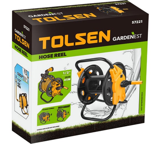 Катушка для шланга TOLSEN до 45 м, 1/2", на подставке 57221