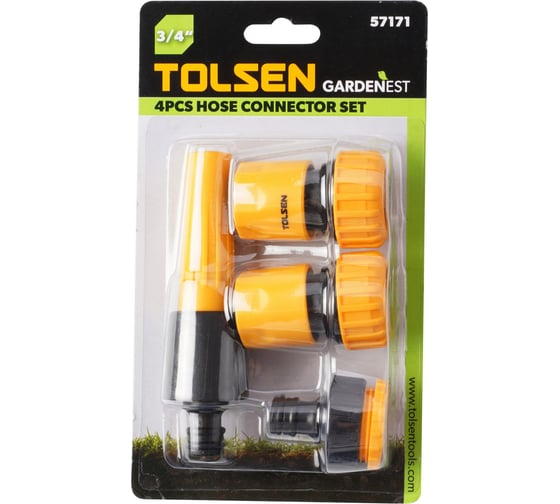Набор поливочный TOLSEN 3/4", насадка-распылитель, 2 коннектора, адаптер 3/4" 57171