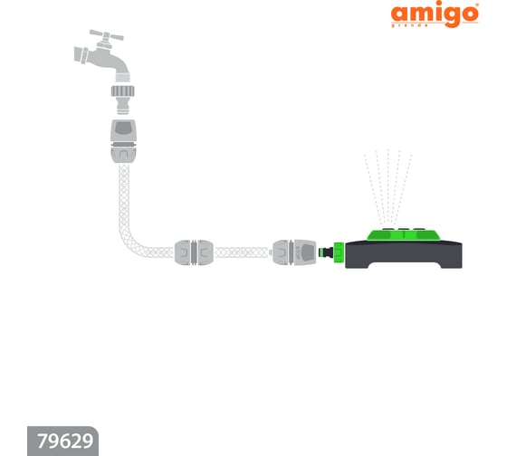 Дождеватель AMIGO 8 режимов полива, пластик 79629