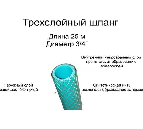 Шланг поливочный ООО РВ Пласт 3/4 25м ПВХ трехслойный армированный 0142