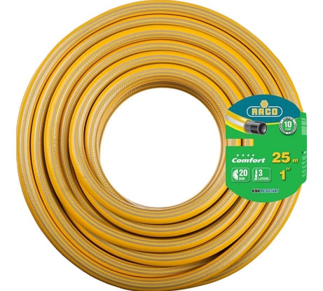 Поливочный шланг Raco COMFORT 1", 25 м  армированный, 3-х слойный, 40303-1-25_z01