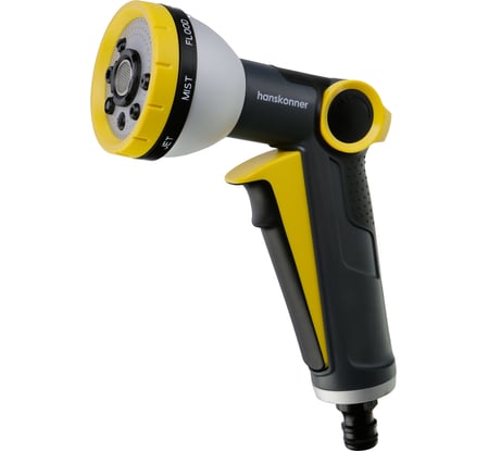 Пистолет для полива Hanskonner 8 ФУНКЦИЙ + фитинг аквастоп, метал, HK3015-25-8AS