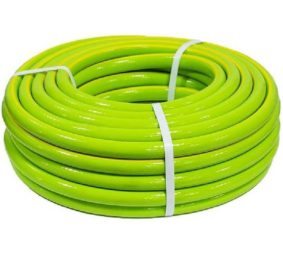 Шланг ПВХ 3-слойный армированный ЛЕТО Garnet Мелисса 3/4 (18х24 мм), 25 м, зеленый с желтой полосой 22201