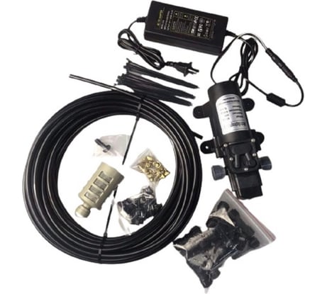 Комплект туманообразования Green Helper 18 м, 26 форсунок с насосом 100W, 11 атм, 8 л/мин MNS-18-100