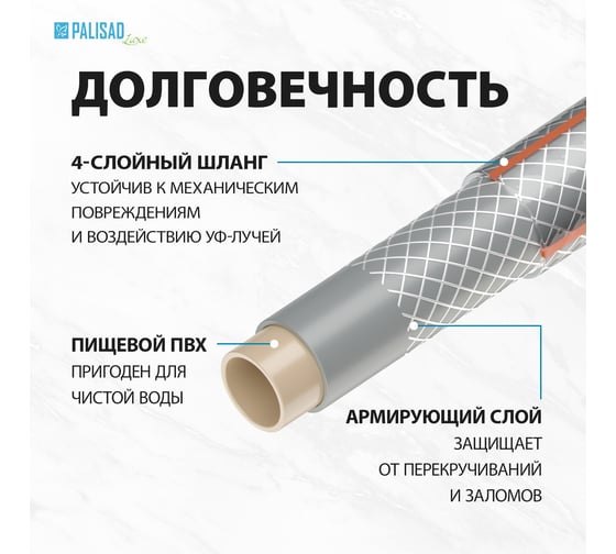 Шланг поливочный Professional 1/2", 25м PALISAD 67461