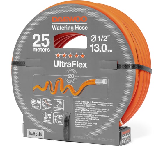 Шланг DAEWOO ultraflex диаметром 1/2 13 мм, 25 м DWH 8114