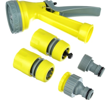 Набор для полива INBLOOM пистолет 5 режимов, 2 коннектора диаметр 1/2, переходник 1/2-3/4 160-001