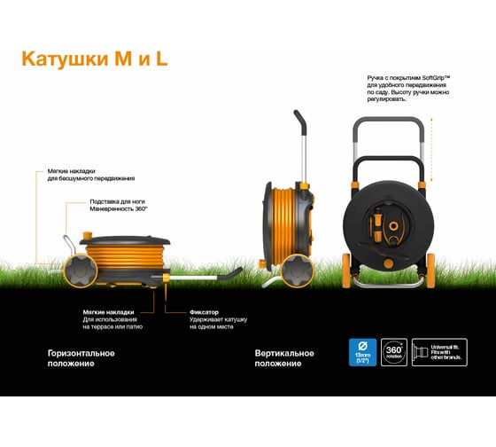 Катушка со шлангом 1/2", 30 м и набором аксессуаров Fiskars 1023644