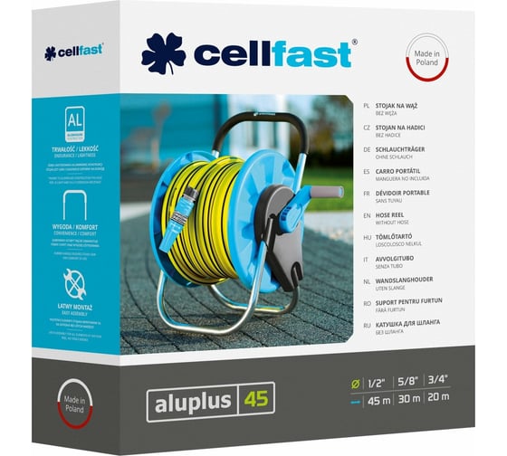 Катушка для шланга Cellfast ALUPLUS 45 м, 1/2” 55-150
