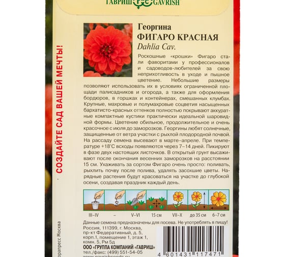 Георгина ГАВРИШ Фигаро красная 7 шт 1071857504
