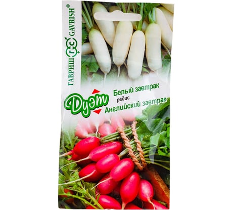 Семена ГАВРИШ Редис Английский завтрак 2 г+Белый завтрак 2 г Дуэт 1026998608