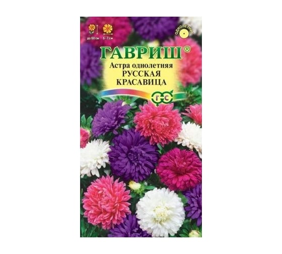 Семена ГАВРИШ Астра Русская красавица, смесь однолетняя (воронежская), 0.3 г 107001288 1