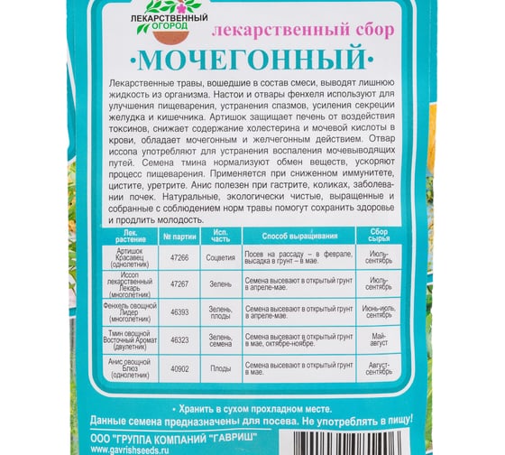 Набор Лекарственный огород Мочегонный ГАВРИШ 1.3 г 1999945163