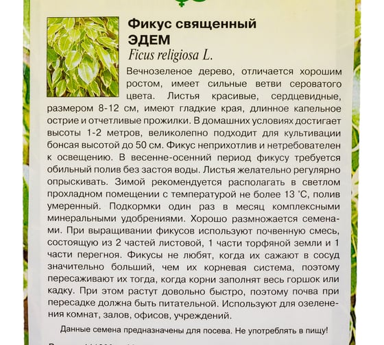 Семена ГАВРИШ Фикус священный Эдем 0.03 г 4601772