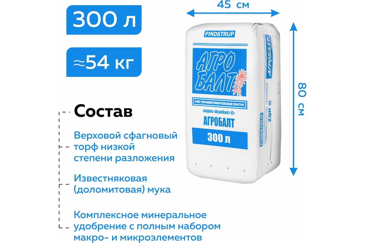 Грунт для рассады Агробалт торфянной субстарт 300 л С300 - выгодная цена,  отзывы, характеристики, фото - купить в Москве и РФ