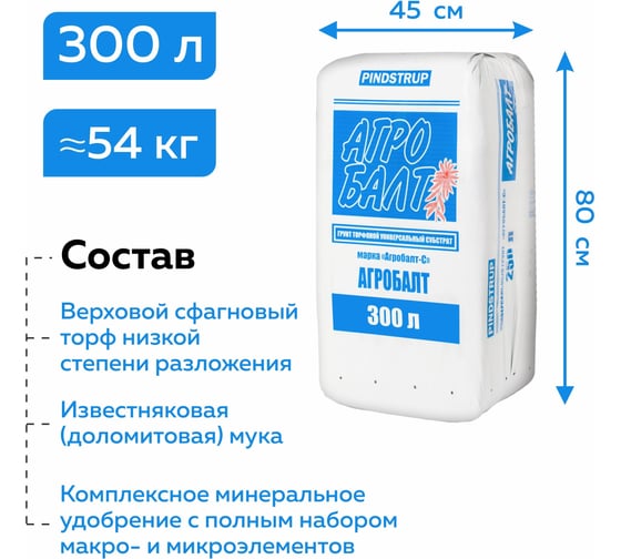 Грунт для рассады Агробалт торфянной субстарт 300 л С300