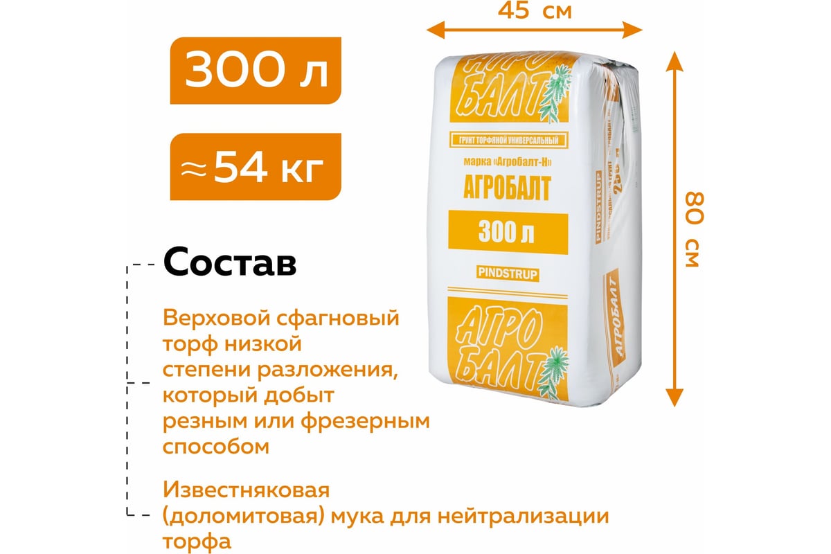 Торфяной грунт для рассады Агробалт нейтрализованный 300 л Н300