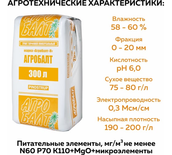 Торфяной грунт для рассады Агробалт нейтрализованный 300 л Н300