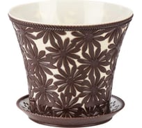 Кашпо ЗПИ «Альтернатива» Скарлетт 2 л, слоновая кость/коричневый М5884