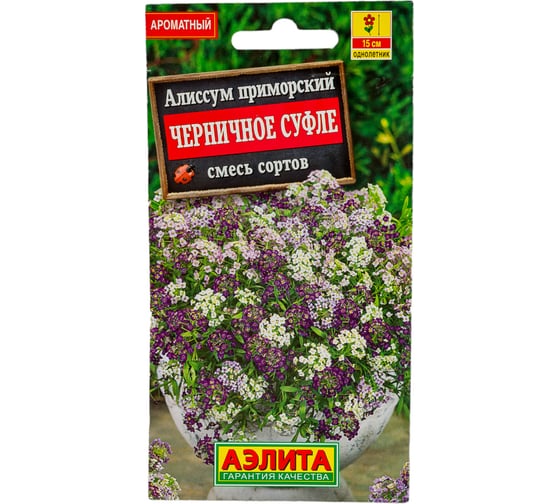 Алиссум АЭЛИТА Черничное суфле, смесь окрасок однолетние, 0,1г 00-00586185 1
