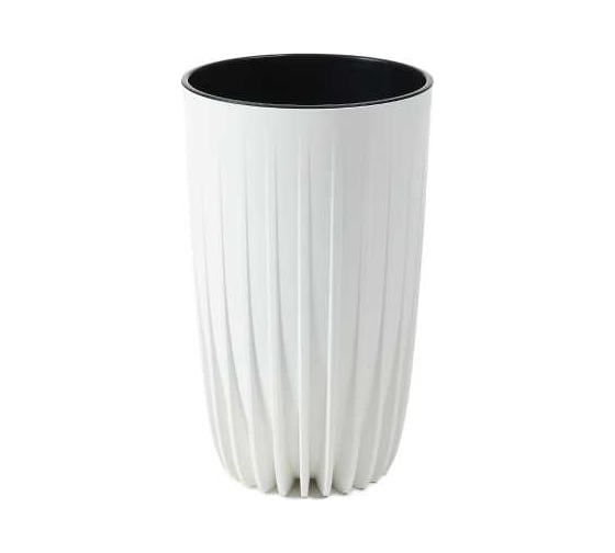 Кашпо LAMELA Sp.z o. MIRA recycled 985, высокая, с вкладышем, d30см, h515мм, белый 069555 1