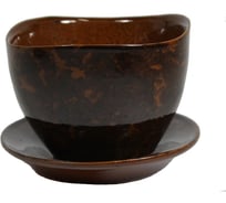 Горшок с поддоном Керама Стиль ФЛОКС, коричневый, h-9см, d-11см, 450мл 069603