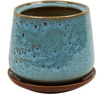 Горшок с поддоном Керама Стиль СКАРЛЕТ №2 голубой люкс, h-22см, d-19см, 5.5л 069806