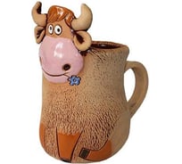 Кашпо КЕРАМИКА ЗОЛОТОЕ Бычок с цветком керамика, h-21.5 см, 1.1 л 060859