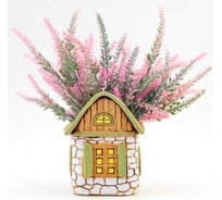 Кашпо КЕРАМИКА ЗОЛОТОЕ Каменый домик, снежок, 15х10.5х11.5 см, 0.6 л 070174