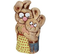 Кашпо КЕРАМИКА ЗОЛОТОЕ Зайчиха с зайчонком, необычной формы, 27.5х14х12 см, 0.9 л 067576