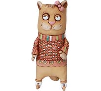 Кашпо КЕРАМИКА ЗОЛОТОЕ Кошки на коньках, ваза кошка, 25х11х11 см, 0.55 л 067301