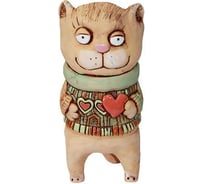 Кашпо КЕРАМИКА ЗОЛОТОЕ Кошка в свитере, горшок, 21х12х12 см, 0.7 л 067302