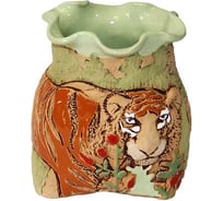 Кашпо КЕРАМИКА ЗОЛОТОЕ Мешочек с тигром, декоративное, 14х11х9 см, 0.6 л 063882
