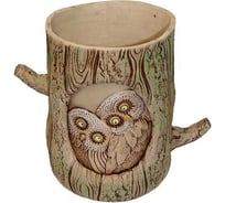 Кашпо КЕРАМИКА ЗОЛОТОЕ Совы в дупле, 26х18х18 см, 6 л 061595