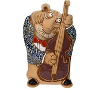 Кашпо КЕРАМИКА ЗОЛОТОЕ Тигр музыкант с контрабасом, 24.5х14х16 см, 1.1 л 063822
