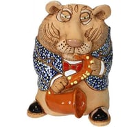 Кашпо КЕРАМИКА ЗОЛОТОЕ Тигр музыкант с саксофоном, 18х14х16 см, 1 л 063823