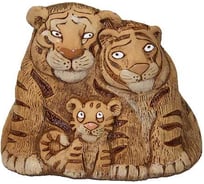 Кашпо КЕРАМИКА ЗОЛОТОЕ Тигры семья, копилка керамическая, 18х22х14 см 063898