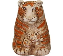 Кашпо КЕРАМИКА ЗОЛОТОЕ Тигрица с тигрятами, копилка, керамика, 21х13х11 см 063899