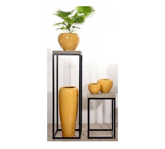 Кашпо SCHEURICH Schale Tomba milano mustard керамика, d25, h11 см, горчичный 061441 1