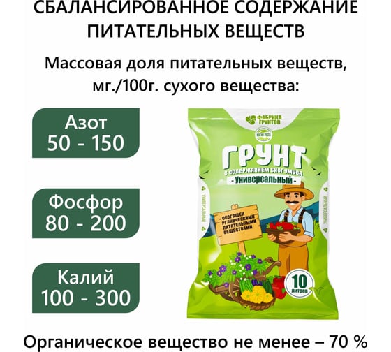 Магия роста Универсальный для рассады 10л Фабрика Торфа МРУн10
